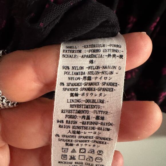 Free People Fixed Wrap Floral Cropped Top Black Mesh Ruched Long Sleeve Sz S - Picture 7 of 7